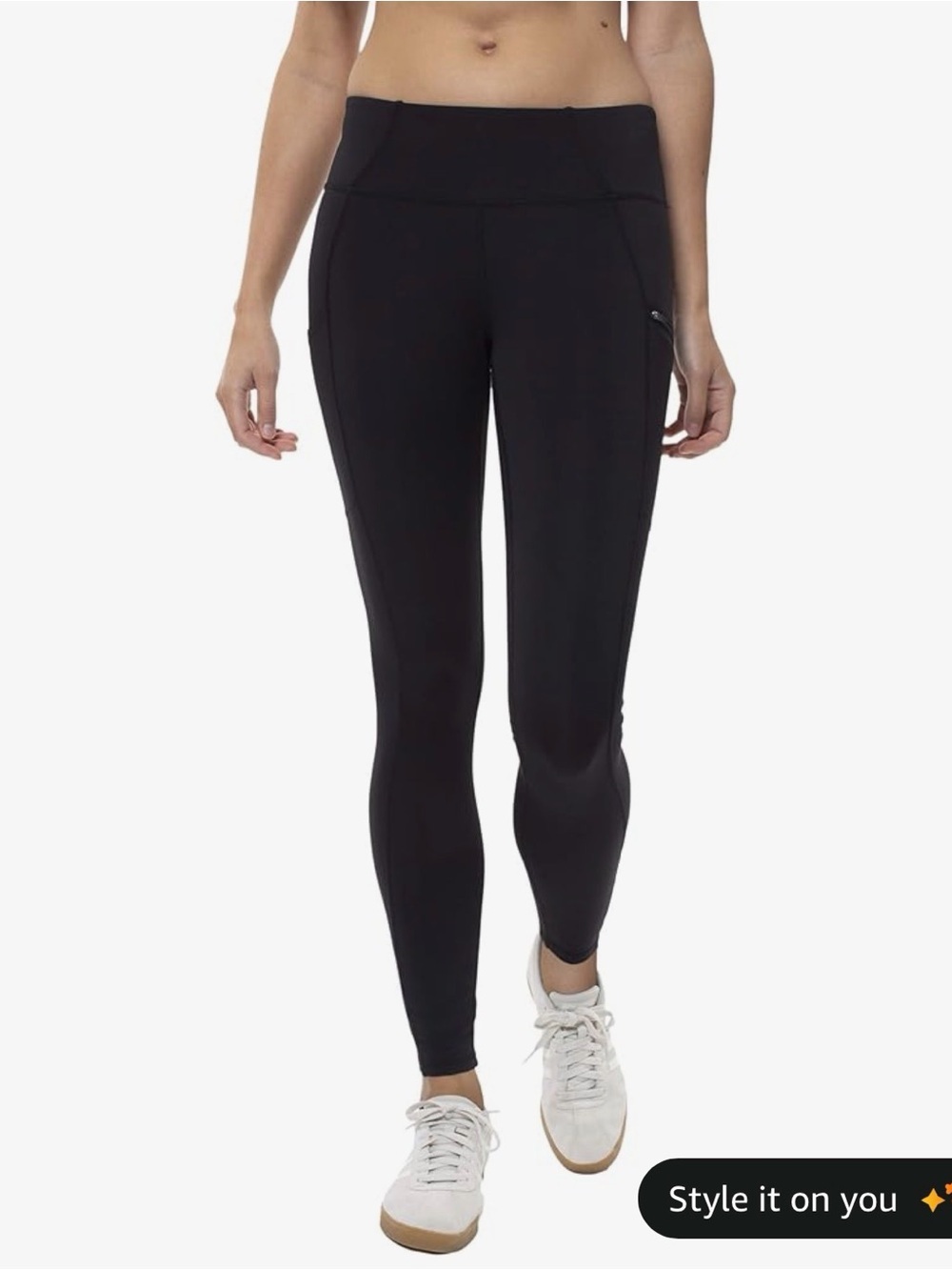 Copper Fit Solid Black Compression Fit Leggings w/ Side Pockets Women's Size M